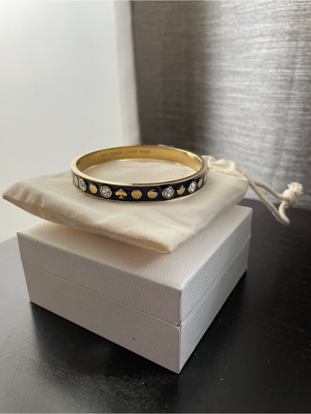 Kate Spade Navy blue & Gold Crystal Bangle Bracelet